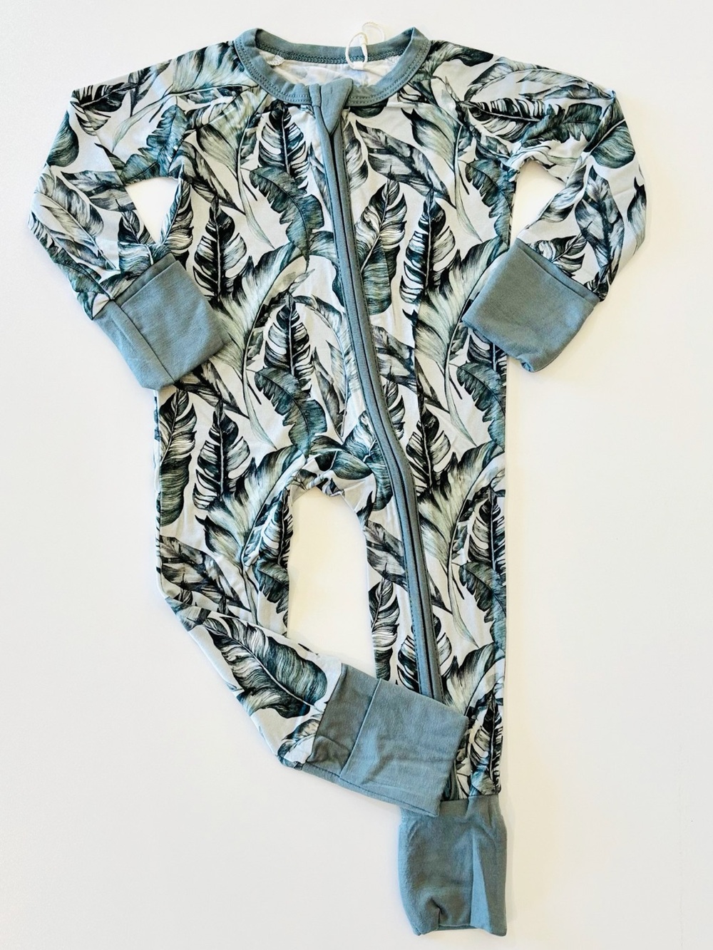 Baby Leaf-Print Bamboo ConvertibleZippy - Sage Green